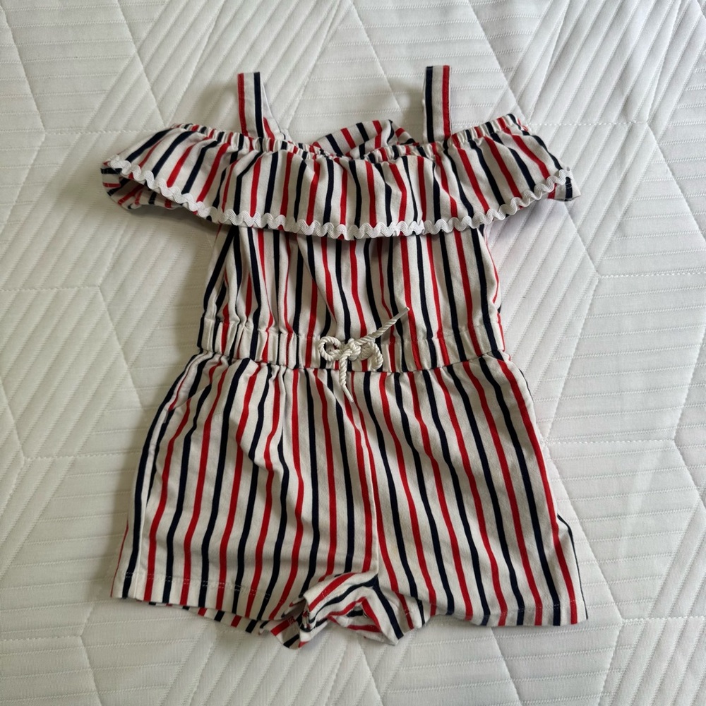 Janie and Jack Red and Blue Striped Romper